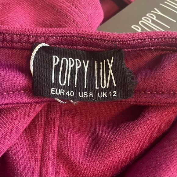 Poppy Lux mulberry pink midi Amy dress with cutout back and short sleeves - Picture 7 of 10